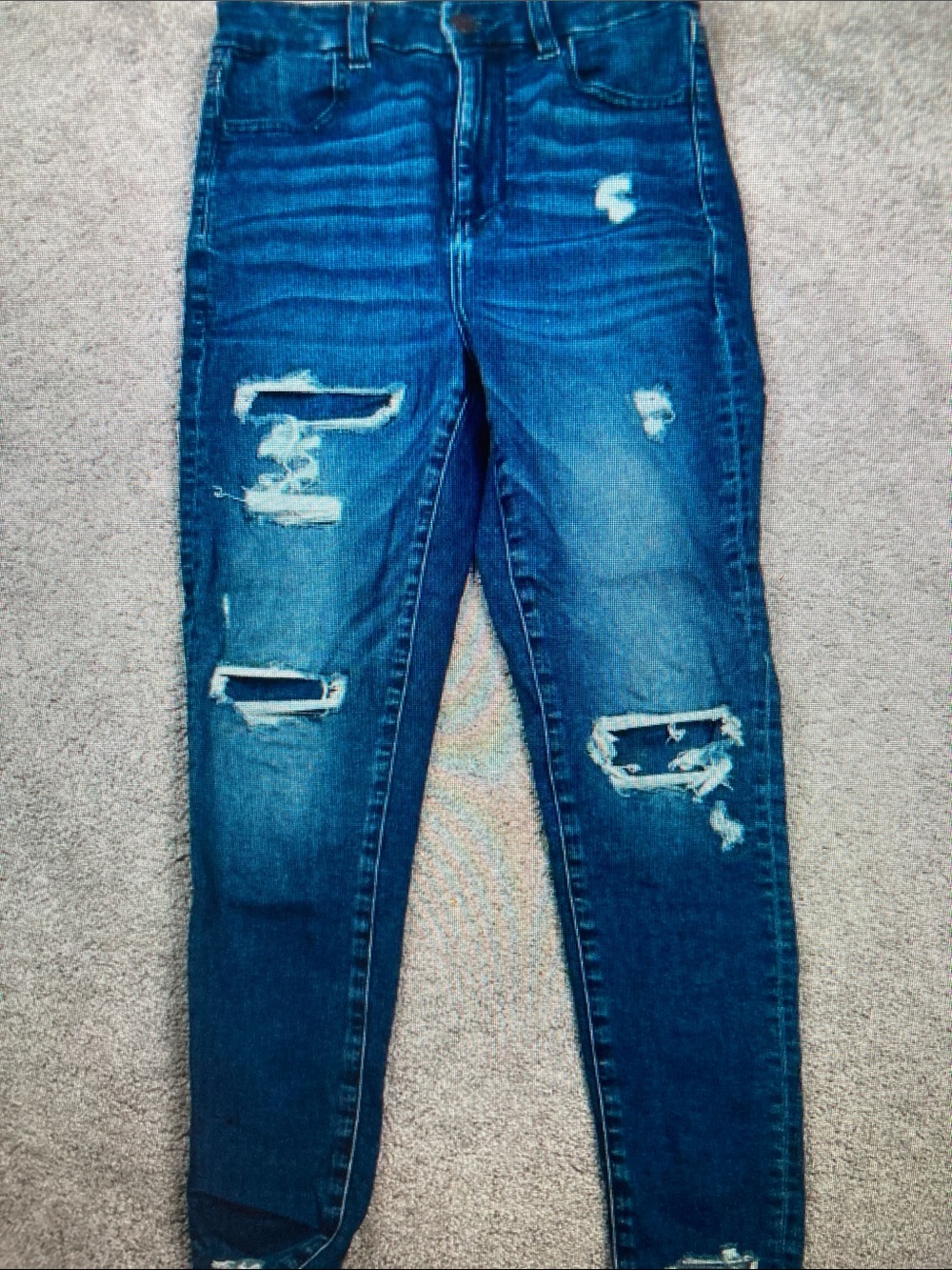 American Eagle Outfitters Distressed Dark Blue High-Rise Jeans